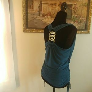 Sexy ruched metal T back tank top